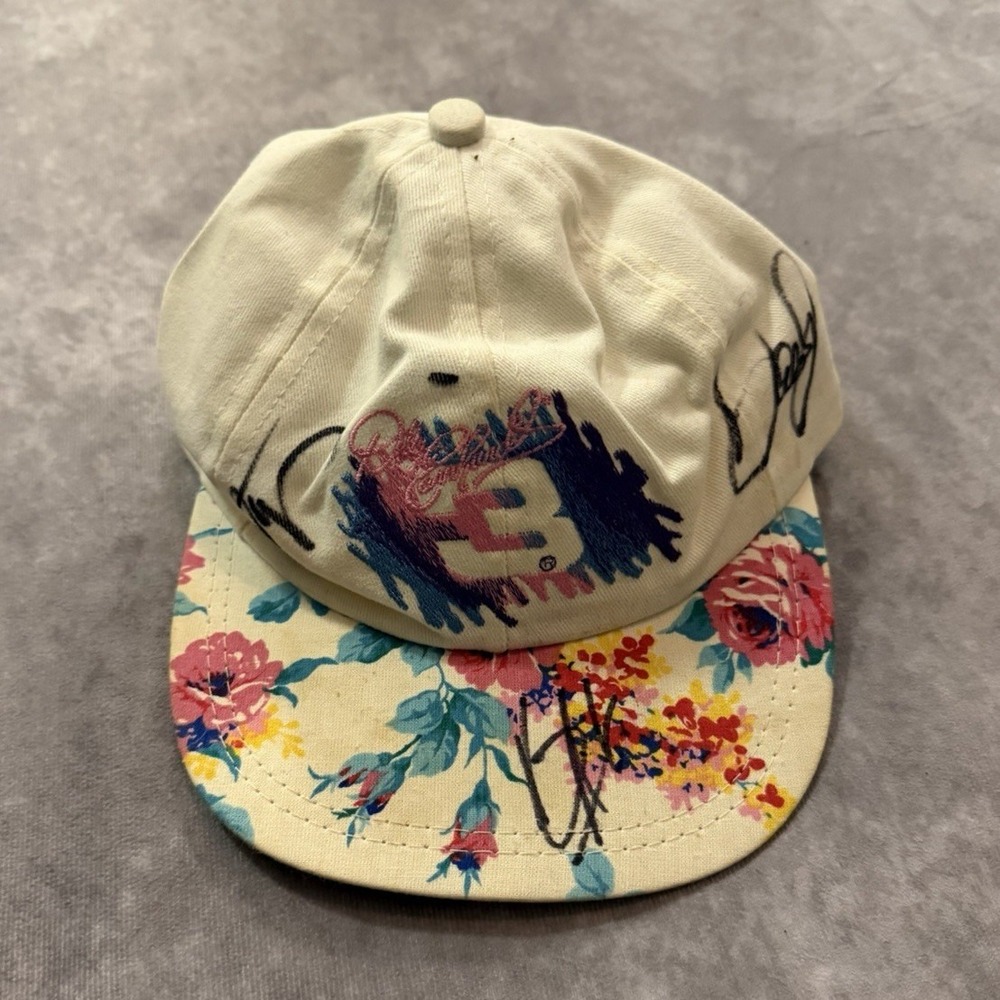 Vintage 90s Sports Image Dale Earnhardt Floral Bow Back Hat Youth Girls Autograp